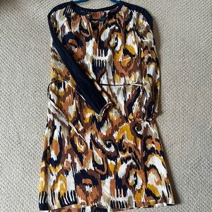 Tory Burch Black and White Sheath Dress with Long Raglan Sleeves